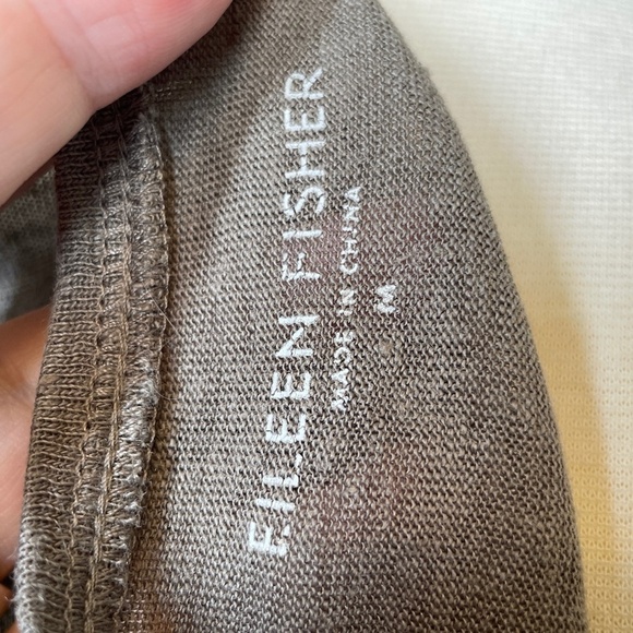 Eileen Fisher Taupe 100% Linen Tank Top w/Sequined Neckline Sz M - Picture 6 of 7